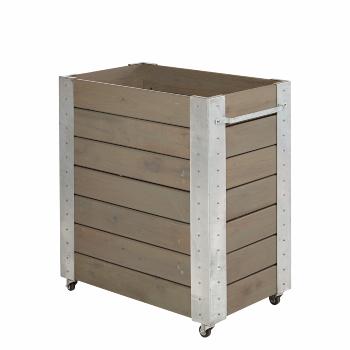 Cubic blomsterkasse m/hjul - 87×50×95 cm - gråbrun